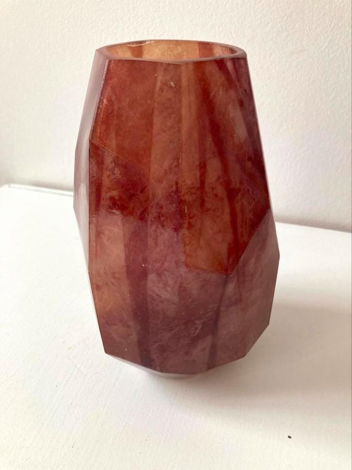 Gemêleerd roze vaasje van glas, Huis en Inrichting, Woonaccessoires | Vazen, Zo goed als nieuw, Overige kleuren, Minder dan 50 cm
