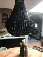 Zwarte kroonluchter met houten kralen, Zwart, Rond, Ophalen of Verzenden, Zo goed als nieuw