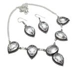 Wit Topaas Edelsteen Ketting + oorbellen, Verzenden, Wit, Nieuw, Met edelsteen