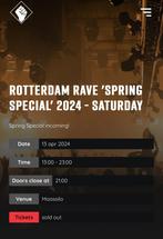 1x Rotterdam rave 13 april €60, Tickets en Kaartjes, Eén persoon
