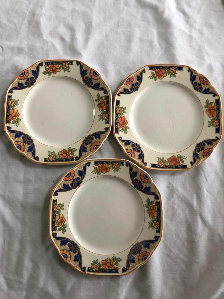 The Curzon gebak/ontbijtschaaltjes. Merk Grindley., Antiek en Kunst, Antiek | Servies los, Ophalen of Verzenden