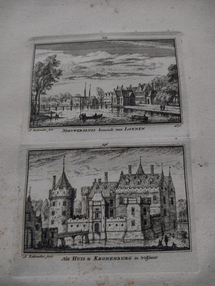 235/236 Nieuwersluis en Loenen Kronenburg Gravure dl 3, Antiek en Kunst, Kunst | Etsen en Gravures, Ophalen of Verzenden