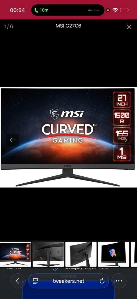 MSI Optix G27C6 27" 165Hz Gaming Monitor - Zo Goed Als Nieuw, Computers en Software, Monitoren, Zo goed als nieuw, 151 t/m 200 Hz