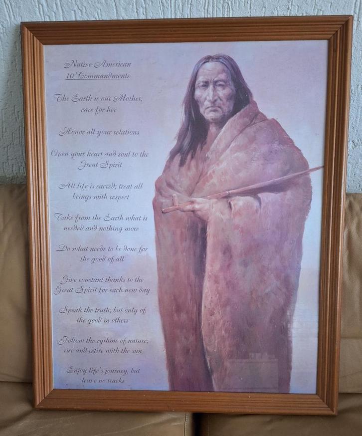 poster native indiaan, Verzamelen, Posters, Zo goed als nieuw, Overige onderwerpen, A1 t/m A3, Rechthoekig Staand, Canvas of Doek