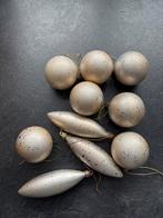 7 Kunst Kerstballen en 3 pegels Champagne kleur, Diversen, Kerst, Ophalen of Verzenden, Gebruikt