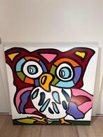 Kleurrijk acrylverf schilderij van uil, Antiek en Kunst, Ophalen