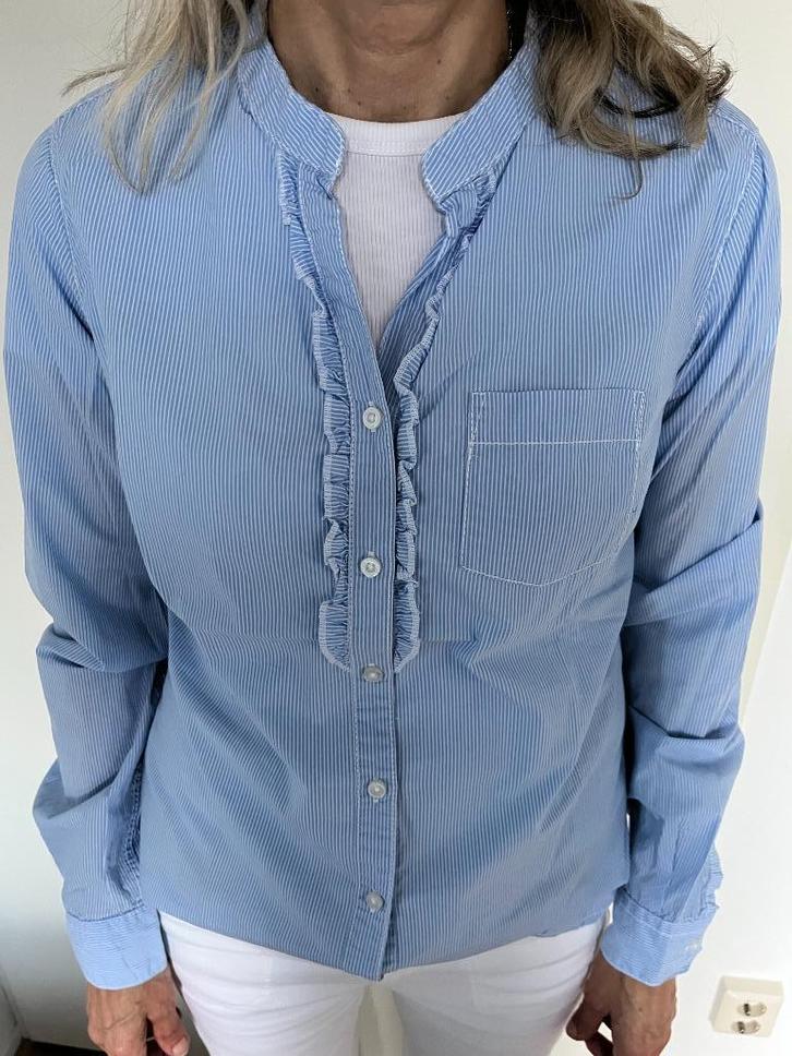 H&M blouse streepje licht blauw wit, Kleding | Dames, Blouses en Tunieken, Zo goed als nieuw, Maat 38/40 (M), Blauw, Ophalen of Verzenden