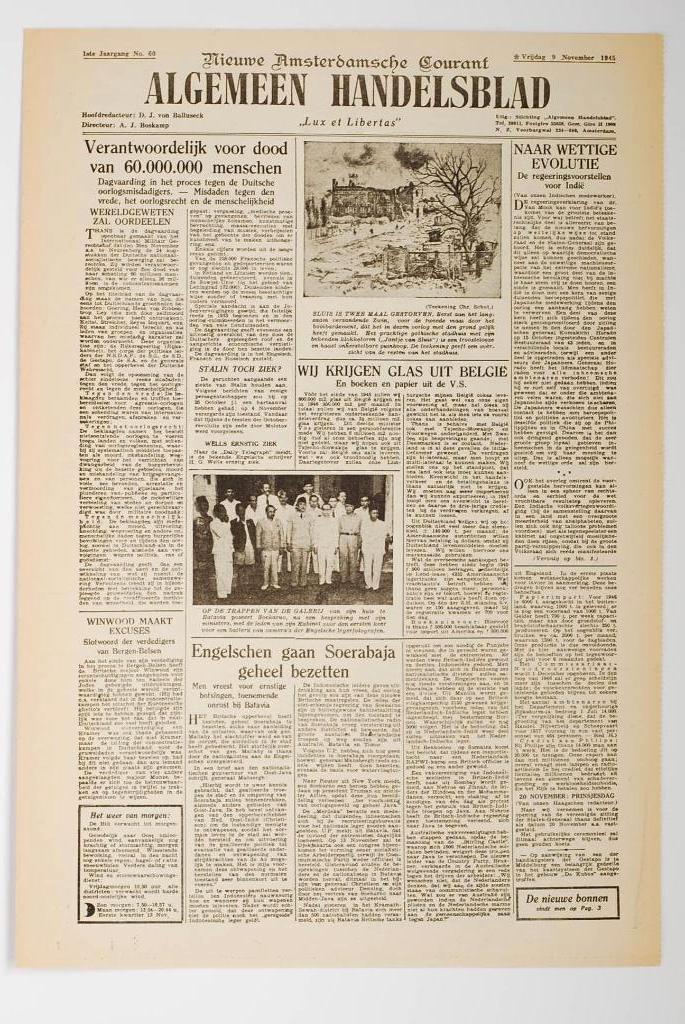 9 november 1945 - Algemeen Handelsblad | Heruitgave 1994, Verzamelen, Militaria | Tweede Wereldoorlog, Boek of Tijdschrift, Nederland