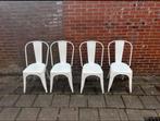 Witte metalen stoelen - set van 4, Huis en Inrichting, Stoelen, Gebruikt, Wit, Ophalen of Verzenden, Vier
