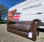 Chesterfield bank bruin leer model Sandhurst in nieuwstaat, Ophalen, Gebruikt, 75 tot 100 cm, Tweepersoons