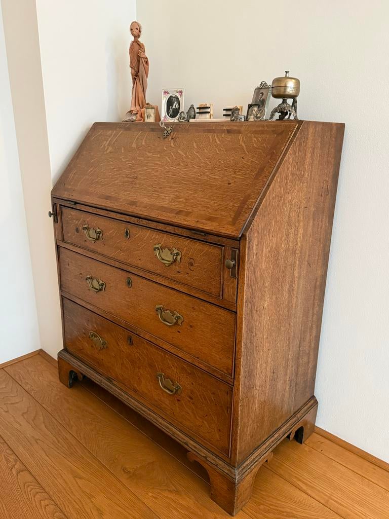 Antieke Engelse eiken secretaire (19e eeuw), Ophalen of Verzenden