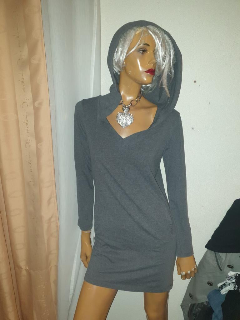 Donkergrijze jurk met capuchon van rituals...mt S zgan, Rituals..., Ophalen of Verzenden, Zo goed als nieuw, Maat 36 (S)