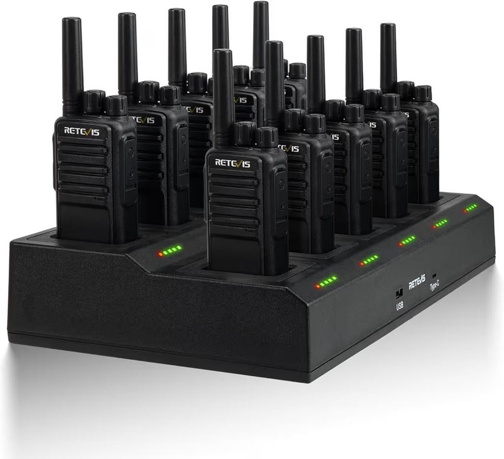 Retevis 10x Portofoon Walkie-Talkie Set met Laadstation, Nieuw, Ophalen of Verzenden, Portofoon of Walkie-talkie, Met broekklem
