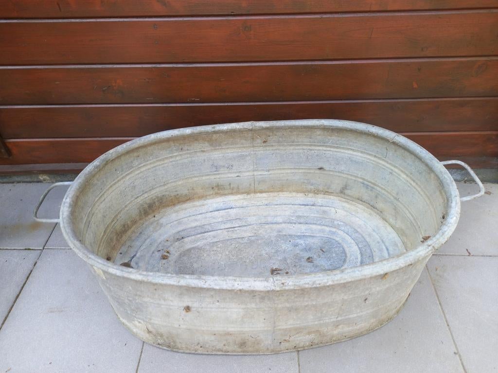 Vintage zinken wasteil.  l 95 cm , b 57 cm , h 33 cm, Ophalen of Verzenden