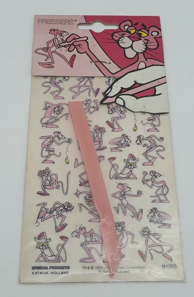 Vintage Pink Panther Wrijfplaatjes / Rub down transfers 1984, Ophalen of Verzenden, Overige figuren, Nieuw, Plaatje, Poster of Sticker
