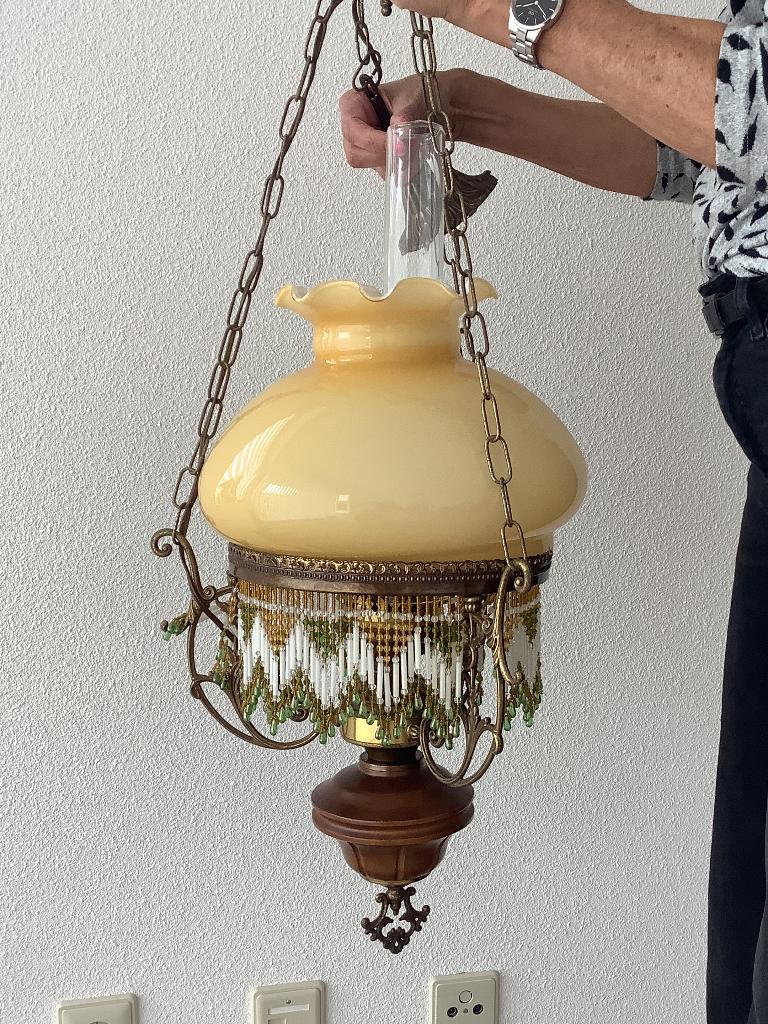 Vintage hanglamp, Huis en Inrichting, Lampen | Hanglampen, Ophalen, Gebruikt, Glas, 50 tot 75 cm
