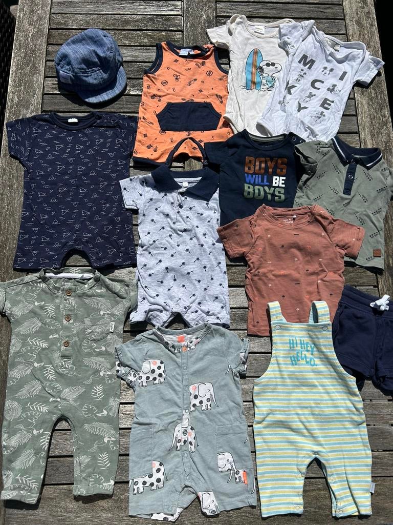 Grote baby kledingbundel jongen maat 50/56 – 13 stuks –zomer, Ophalen of Verzenden, Zo goed als nieuw, Maat 50