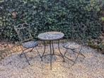 Bistro set: Mozaïek tafel en 2 stoelen tuinsetje bistrosetje, Ophalen of Verzenden, Gebruikt, Rond, Metaal