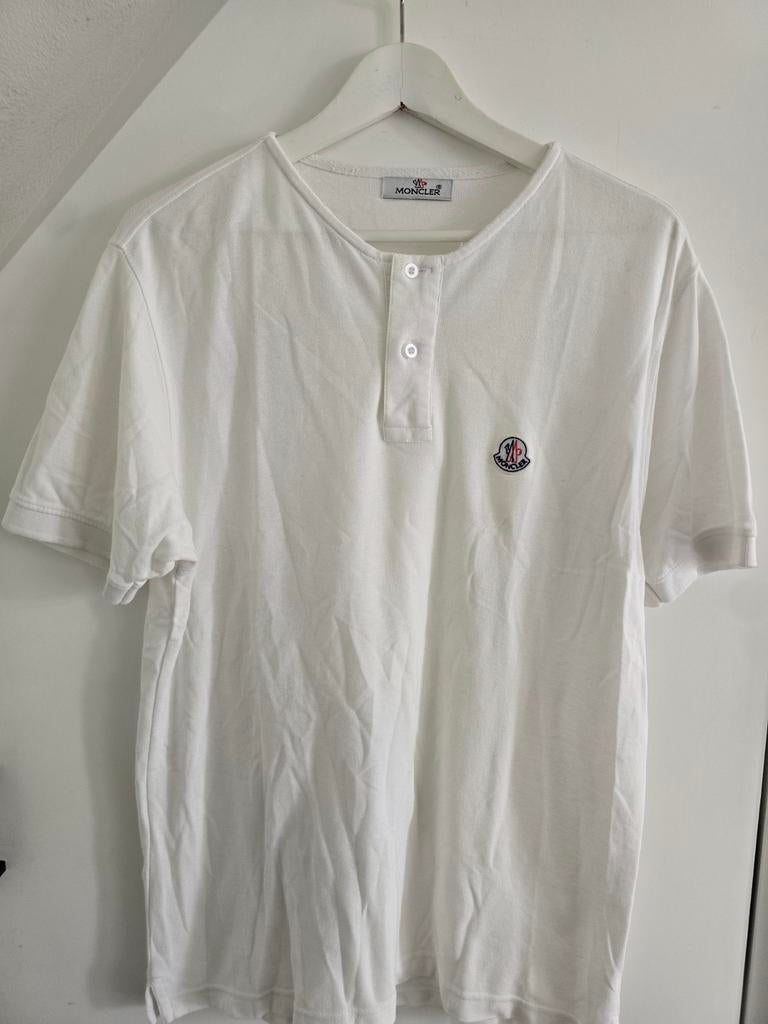 Moncler Heren Polo Shirt Wit - Maat L, Maat 52/54 (L), Moncler, Wit, Ophalen of Verzenden