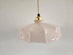 Hanglamp met brocante Franse licht roze glazenkap, Ophalen of Verzenden, Glas, Minder dan 50 cm