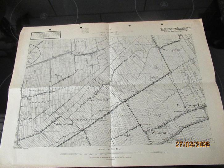 ANTIEKE KAART WERVERSHOOF- SCHAAL 1;25.000 -1908, Boeken, Atlassen en Landkaarten, Zo goed als nieuw, Landkaart, Nederland, 1800 tot 2000