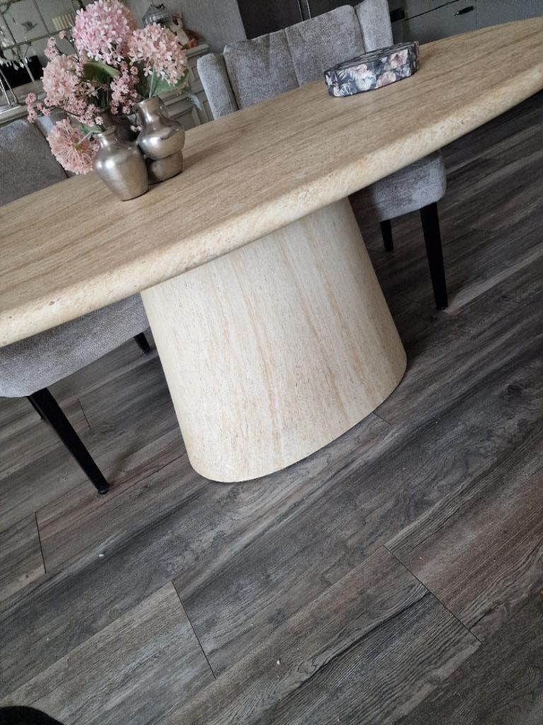 Prachtige Eettafel (travertin) bijna nieuw !, Huis en Inrichting, Ophalen, 200 cm of meer, 50 tot 100 cm, Zo goed als nieuw