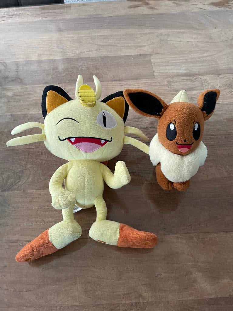 Leuke Pokémon knuffels: Meowth en Eevee, Ophalen of Verzenden, Zo goed als nieuw, Overige typen