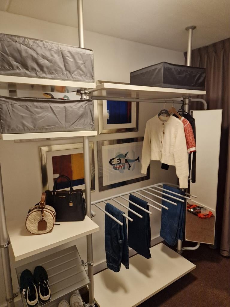 Inloopkast elvarli stolmen opbergsysteem met spiegel kast, Ophalen of Verzenden, Zo goed als nieuw