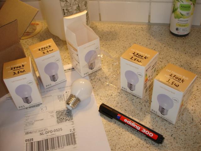 Led filament lampen, E27, 3,5W, 2700K, 5 stuks!, Led-lamp, Gebruikt, Minder dan 30 watt, Bollampje