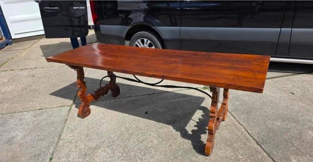 Antieke Spaanse eettafel 230 cm, Ophalen of Verzenden