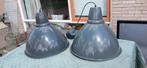 2 Grote Grijze Industriële Lampenkappen, Huis en Inrichting, Lampen | Lampenkappen, Ophalen