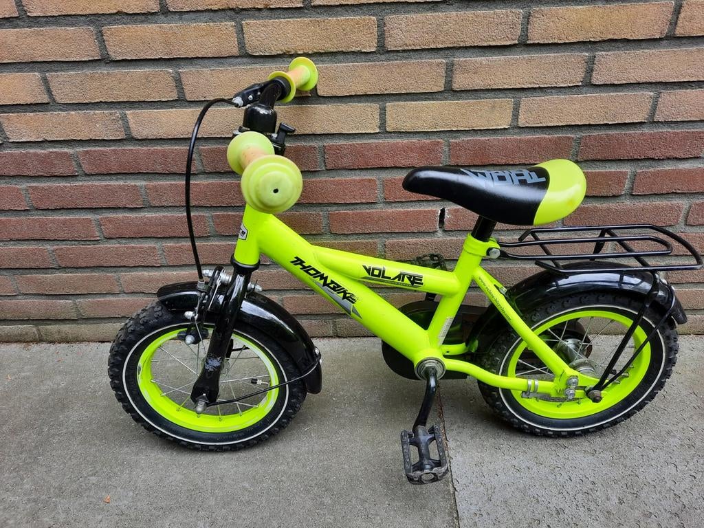 Volare Thombike 12 inch kinderfiets neon geel, Ophalen, Zijwieltjes, Gebruikt, Volare