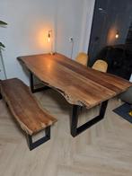 Boomstam Tafel incl bankjes, Huis en Inrichting, Tafels | Eettafels, Ophalen, Rechthoekig, 100 tot 150 cm, 100 tot 150 cm