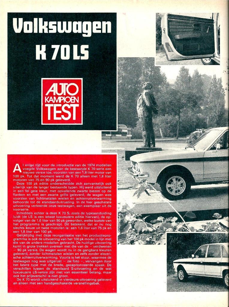 Autokampioen test VW K70 LS 1973, Ophalen of Verzenden, Gelezen, Volkswagen