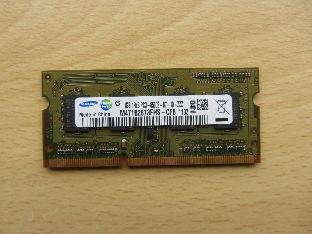 Samsung 1GB PC3-8500 DDR3-1066MHz non-ECC Unbuffered CL7, Computers en Software, RAM geheugen, 1 GB of minder, 1066 MHz, DDR3