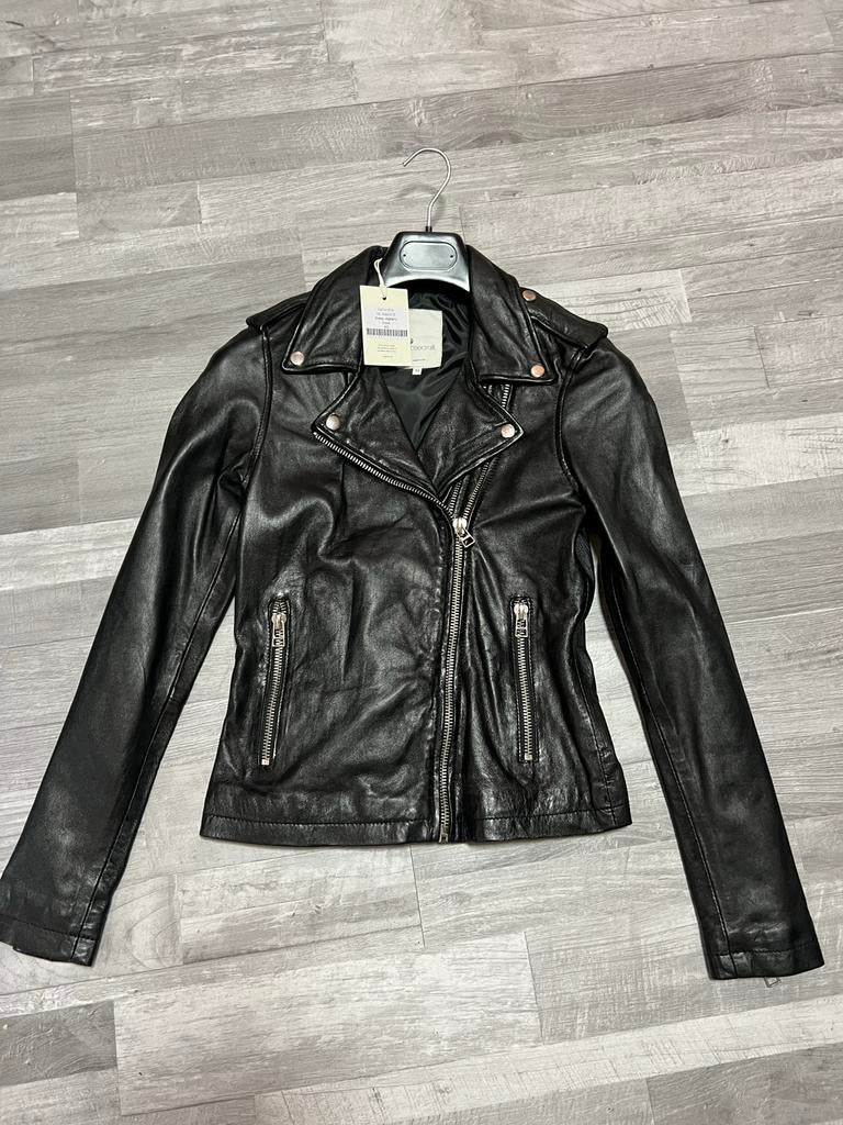 Goosecraft Leren Bikerjack Maat sx, Cc, Cc, Zwart, Cc