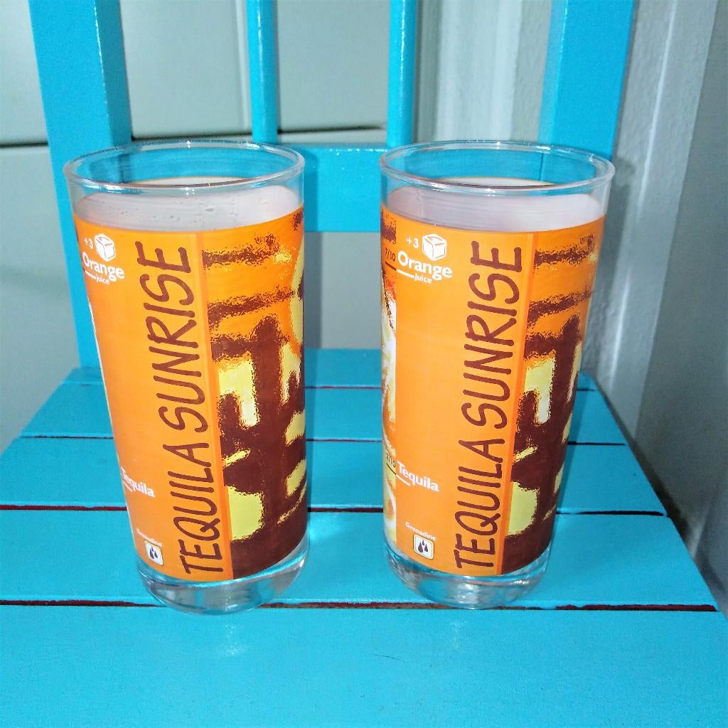Tequila Sunrise glazen 5 stuks, Glas of Glazen, Ophalen of Verzenden, Overige stijlen, Glas