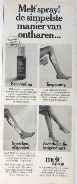 3 vintage advertenties reclames ontharing 1975-76 ontharen, Ophalen of Verzenden, Gebruikt, Overige typen