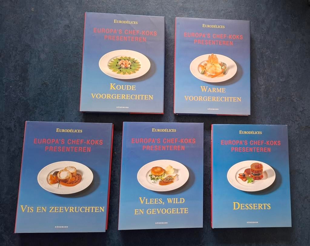 5 Kookboeken Europa's Chefkoks - Eurodélics, Boeken, Kookboeken, Hoofdgerechten, Ophalen of Verzenden, Zo goed als nieuw, Europa