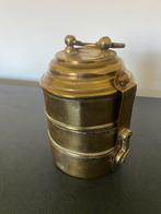 Antieke messing lunchbox, 3 compartimenten, Ophalen of Verzenden