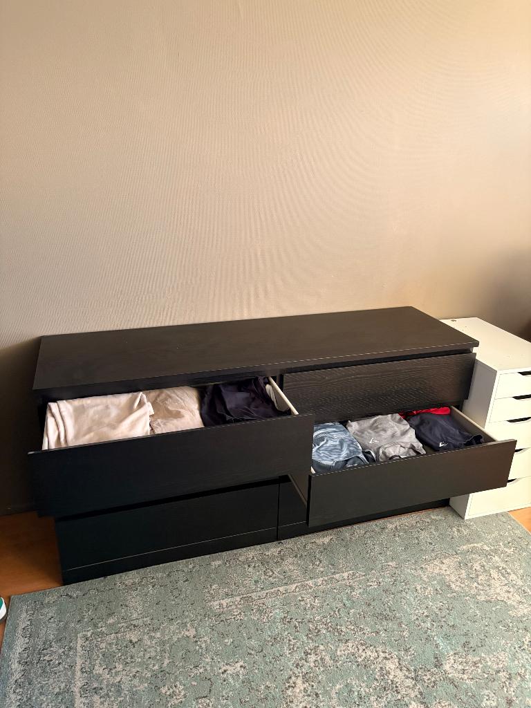 IKEA MALM ladekast zwart – 6 lades, Huis en Inrichting, Kasten | Ladekasten, Ophalen, 5 laden of meer, 150 tot 200 cm, Zo goed als nieuw