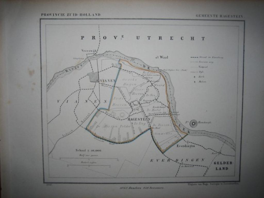 15 / Hagenstein / Vianen/ Everdingen Litho 1867 Kuiper, Antiek en Kunst, Ophalen of Verzenden
