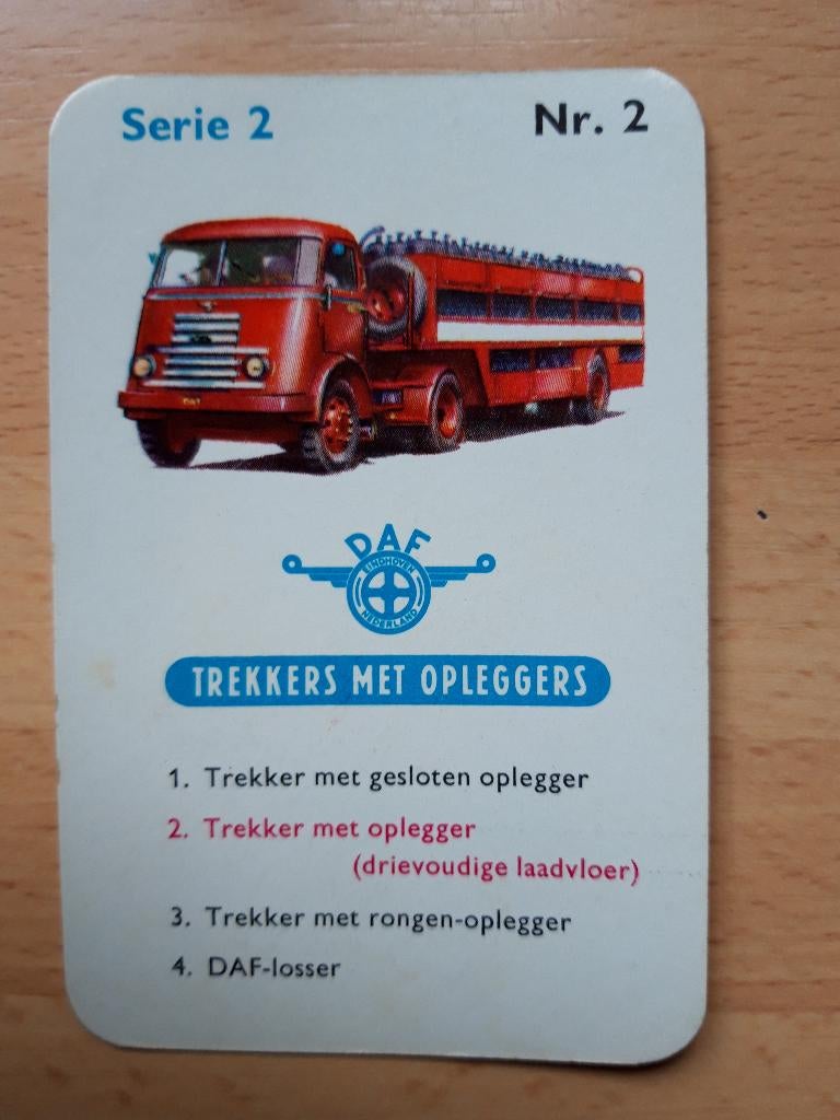 DAF zevenstreper met oplegger - losse kwartetkaart, Verzamelen, Ophalen of Verzenden, Zo goed als nieuw, Auto's
