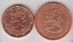 Finland 1 en 2 eurocent 2005 beide UNC, Ophalen of Verzenden, Finland, Overige waardes, Setje