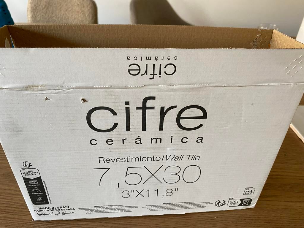 Cifre Ceramica Wandtegels ivoor 7,5x30 cm, Nieuw, 20 tot 40 cm, Minder dan 5 m², Wandtegels