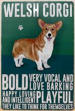 Welsh Corgi hond eigenschappen reclamebord van metaal deco, Dieren en Toebehoren, Info@deconoord.nl, Deco Noord, Nieuw, Ophalen of Verzenden