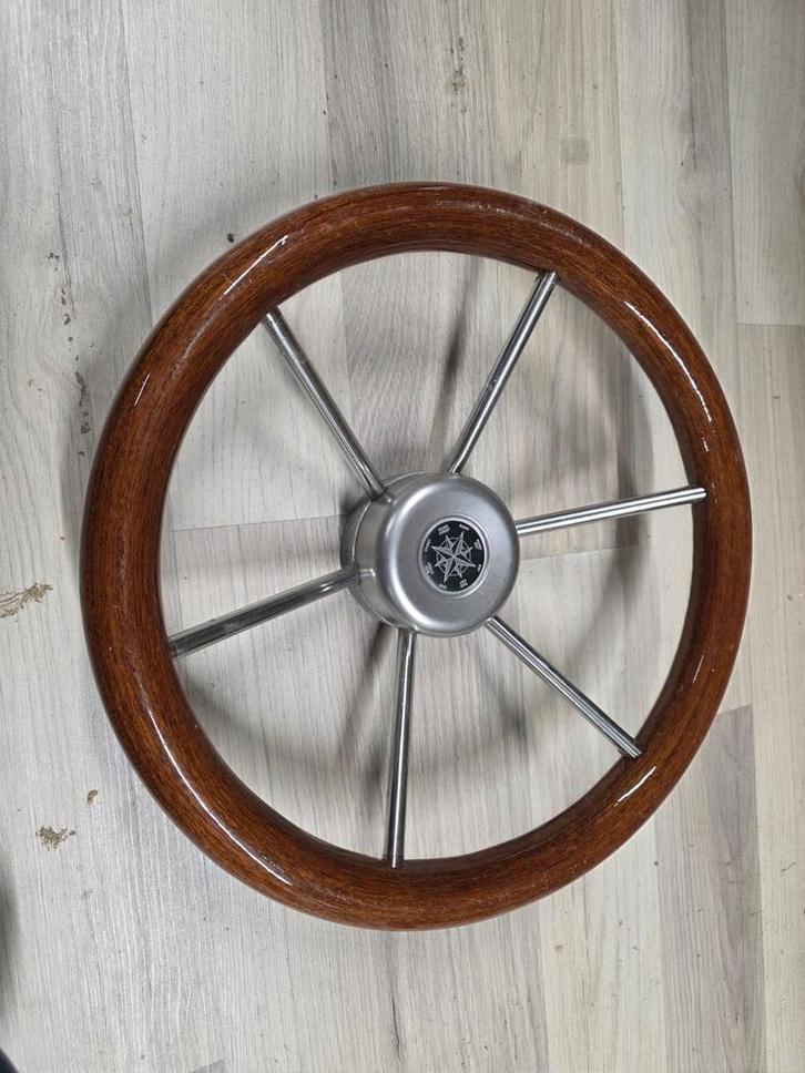 Stuurwiel voor boot - Hout en RVS, Watersport en Boten, Bootonderdelen, Ophalen of Verzenden