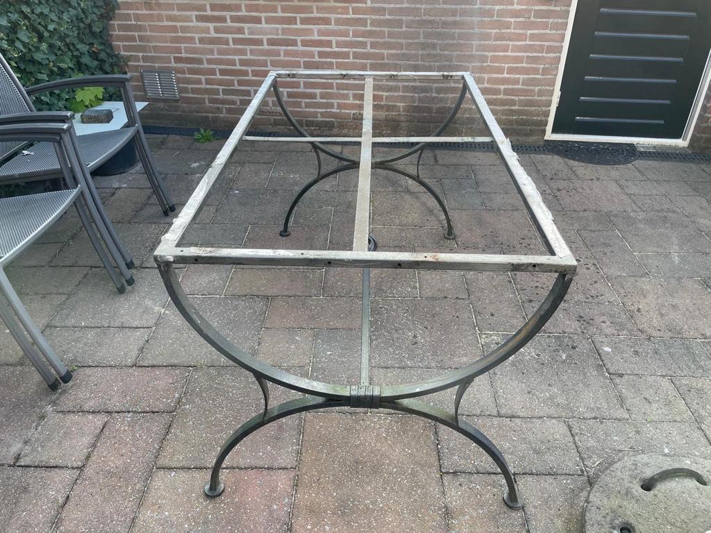 Smeedijzeren onderstel tuintafel 1.40x0.80m, Tuin en Terras, Tuintafels, Ophalen, Gebruikt, Rechthoekig, Metaal