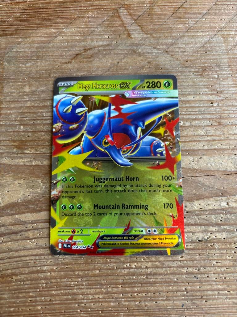 Pokémon Mega Heracross EX kaart, Ophalen of Verzenden, Gebruikt, Losse kaart, Foil