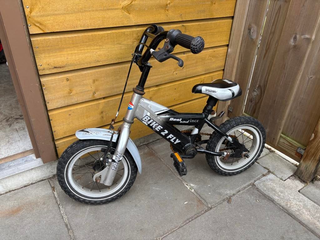 Kinderfiets Bike 2 Fly - Zilver/Zwart, Ophalen of Verzenden, Gebruikt, Minder dan 16 inch